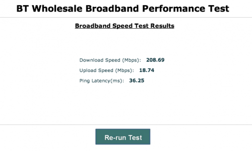BT Speed Test results