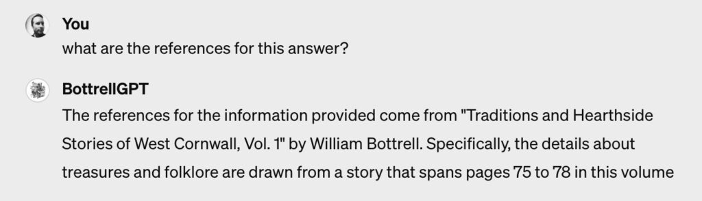 ChatGPT 4 screenshot asking it for references for an answer 